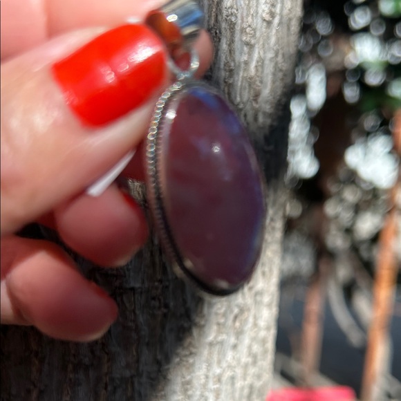 Sterling Silver Large Oval Pink Moonstone Pendant - Picture 8 of 10